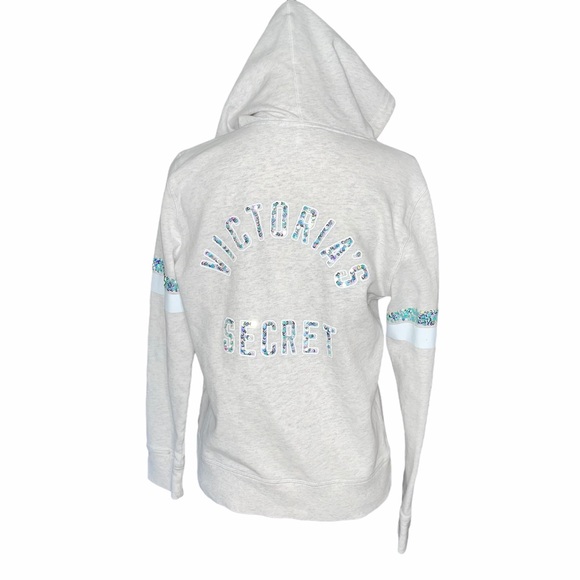 Victoria's Secret Tops - Victoria’s Secret Sequin Logo Zip Up Hoodie